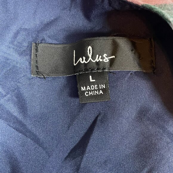 Lulus Women's Size Large Garden Gem Blue Floral Jacquard Cutout Midi Dress - Picture 4 of 8